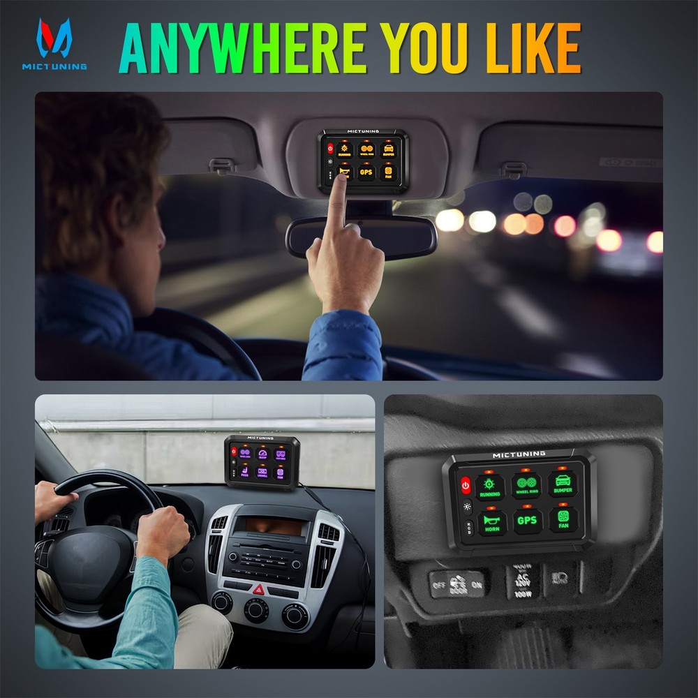 6 Gang Switch Panel, Universal On-Off LED Circuit Control Relay System Box