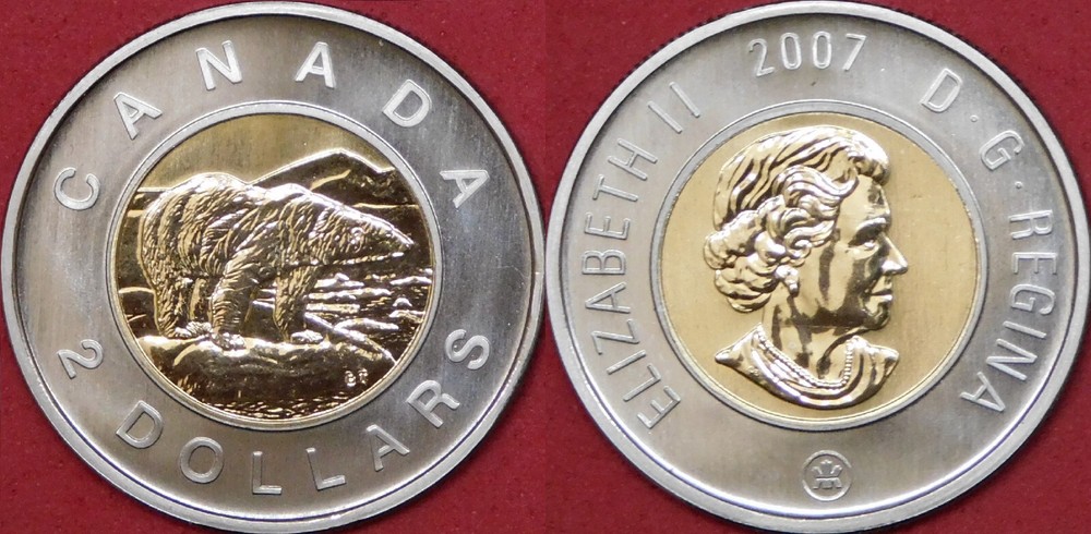 Specimen 2007 Canada 2 Dollars From Mint's Set