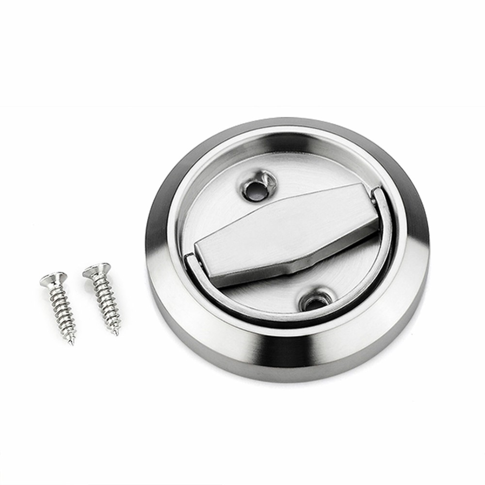 Stainless Steel 304 Round Recessed Door Lock Hidden Cup Pulls Knob Silver