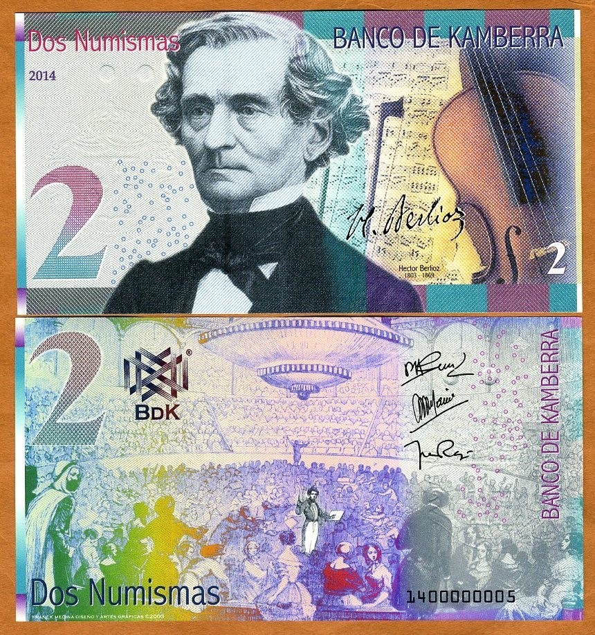 Kamberra, 2 Numismas, 2014, UNC Hector Berlioz