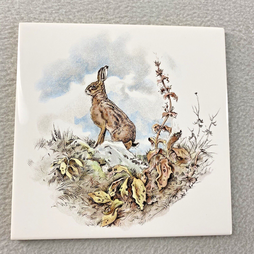 Villeroy Boch Mettlach Rabbit Hare Ceramic Tile 6" Square