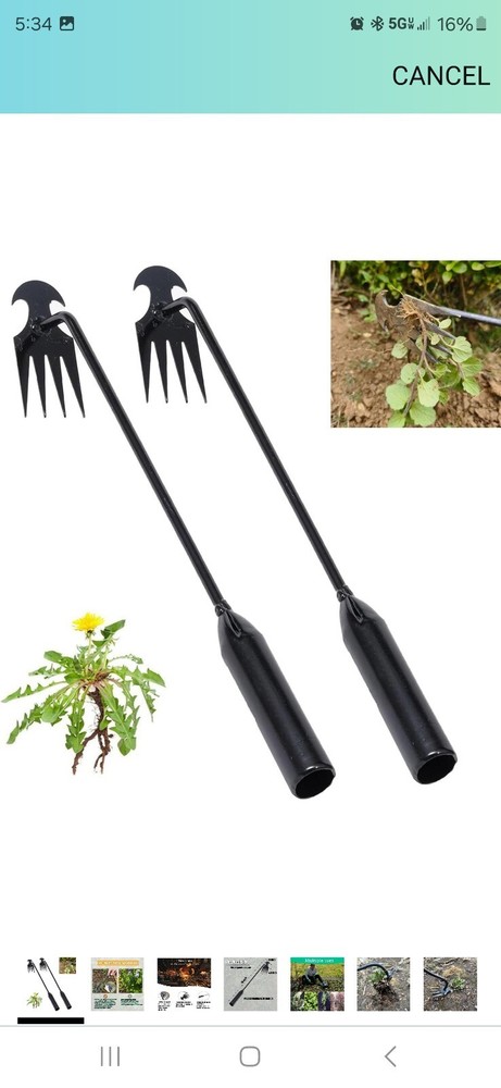 2 Weed Puller Tool Garden  Pulling Portable Weeder Uprooting 4 Teeth Planting