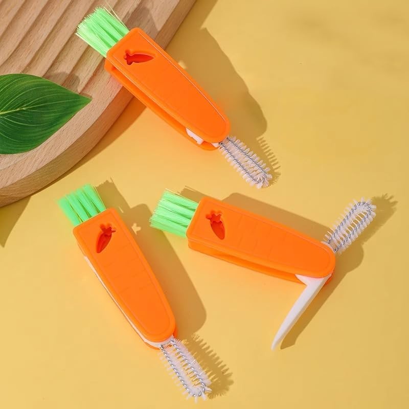 Multi Functional Cup lid Brush | Bottle Cup Cleaning Brush Three in one