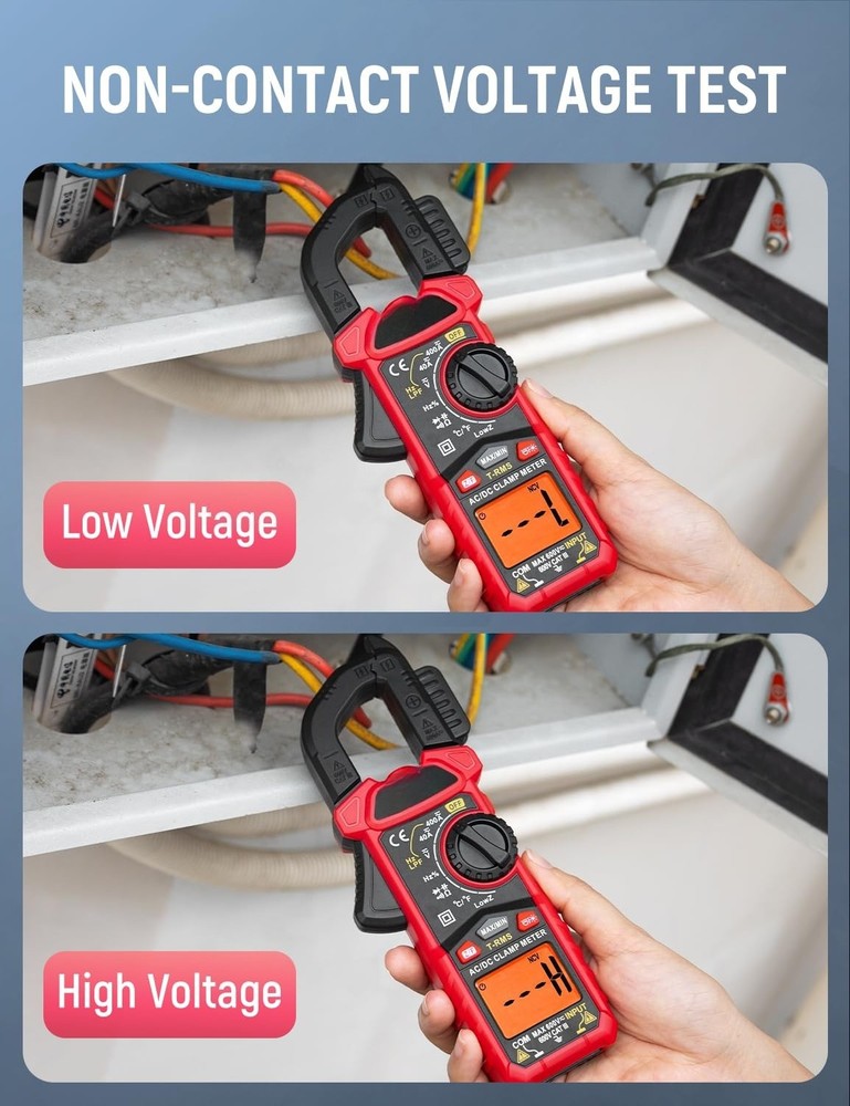 Digital Clamp Meter Multimeter with D-Shaped Jaw with Flashlight Backlight