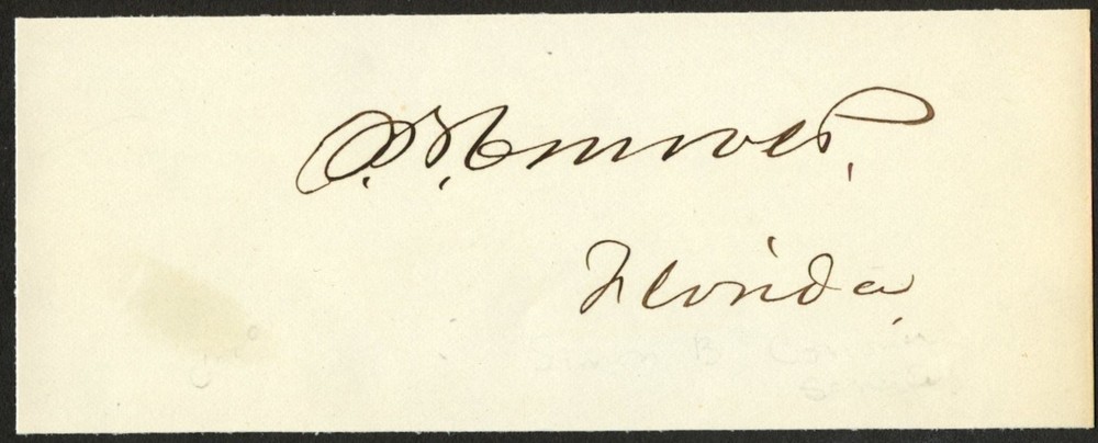 Simon B Conover d1908 signed autograph 2x5 cut US Senator Florida ^