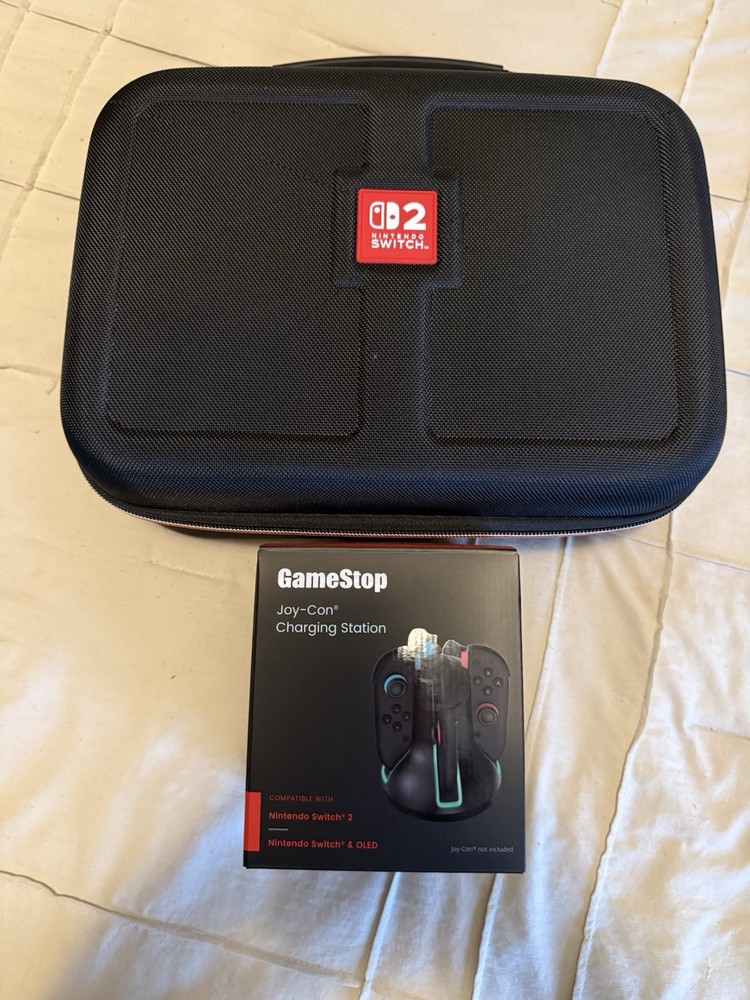 Nintendo Switch 2 Accessory Bundle Case Mario World Hand Grips Charging Station