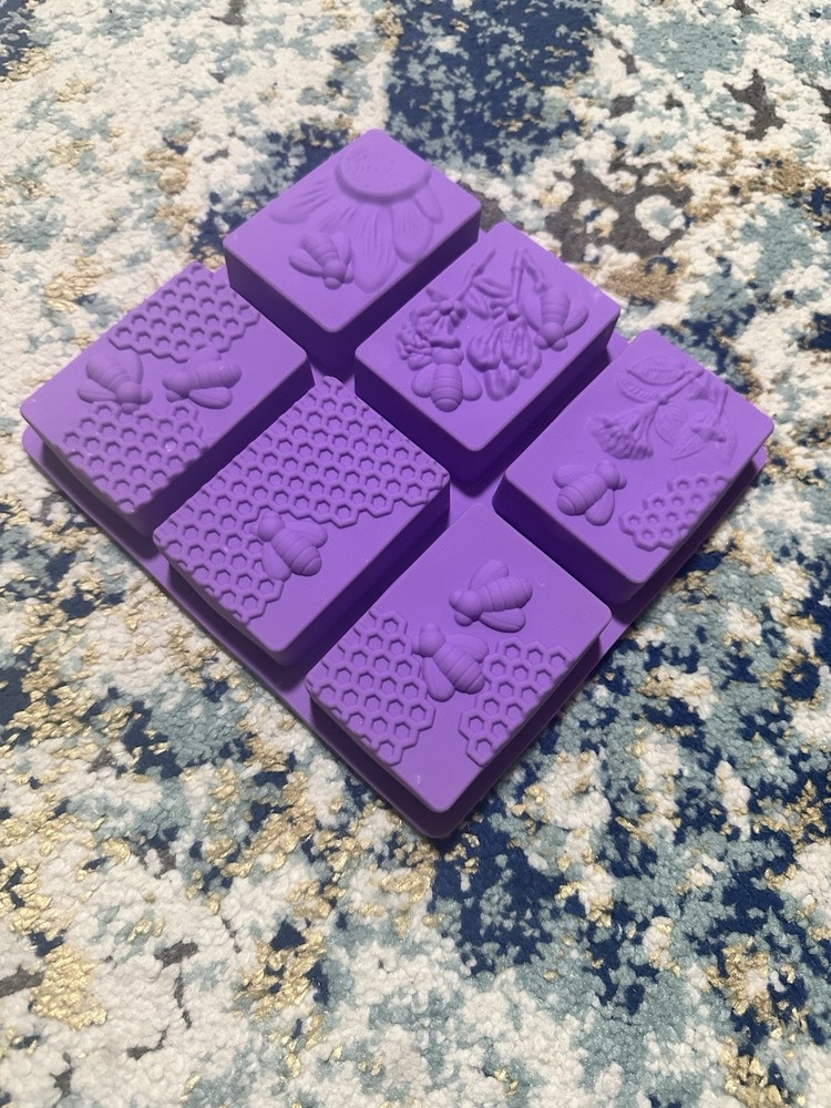 2 Pack 6 Cavity Bee Silicone Soap Molds Rectangle Oval Honeycomb Silicone Mol...