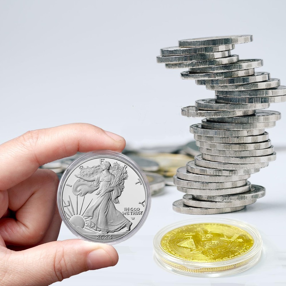 MUDOR Silver Dollar Coin Holders with 10 Size 41mm(Silver Eagle), Clear