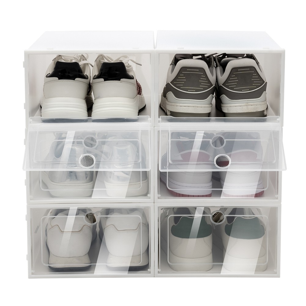 24Pcs Shoe Storage Box Clear Plastic Shoes Case Stackable Organizer Display