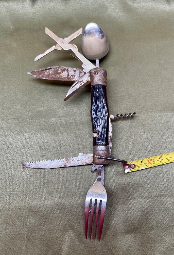 Rustic Camping Folding Utility Knife Spoon Fork | Rustic Utensil Display