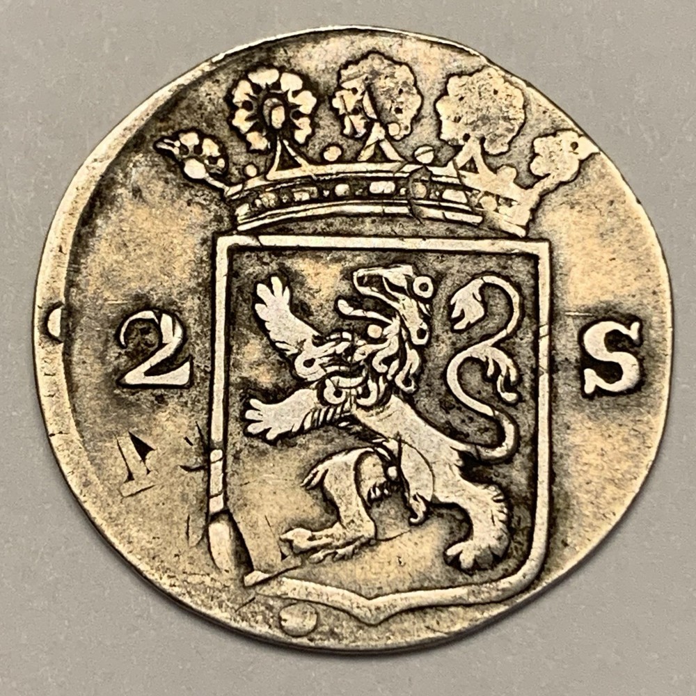 1700s Silver Coin - Netherlands Holland 2 Stuiver - Multiple Errors