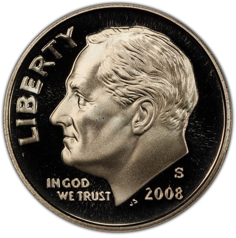 2008-S Clad Proof Roosevelt Dime 10C