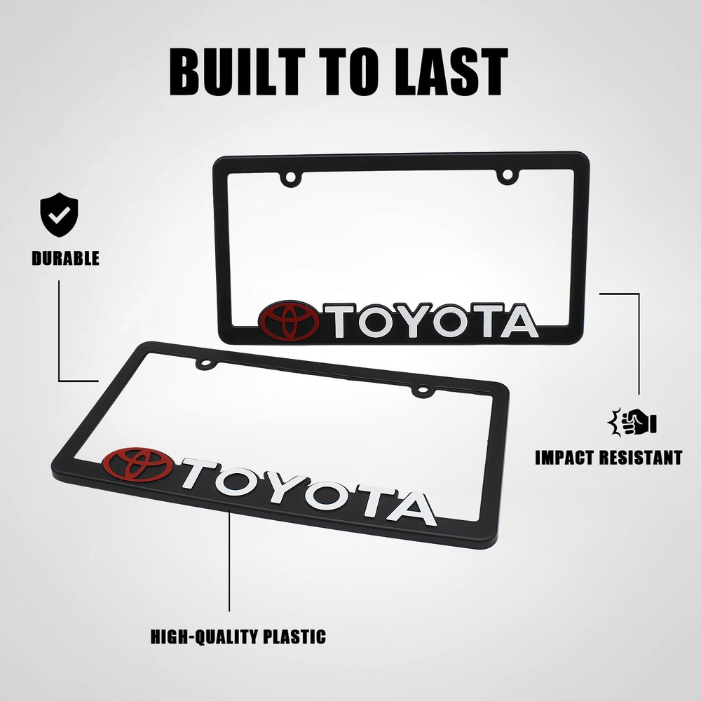 2pcs-Toyota-black license plate frame(Plastic) Practical