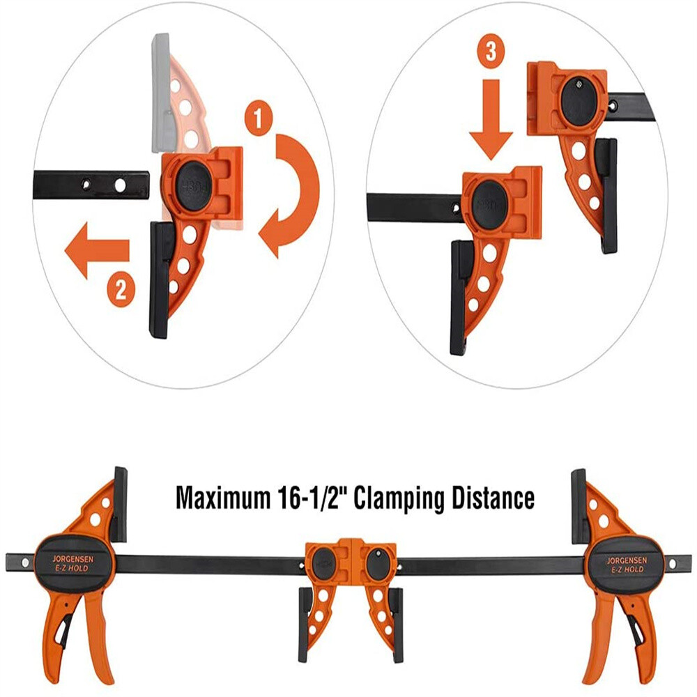 Jorgensen 4 Pack 6" Spreader/Bar Clamp Set One-Hand Light Duty E-Z Hold Clamp