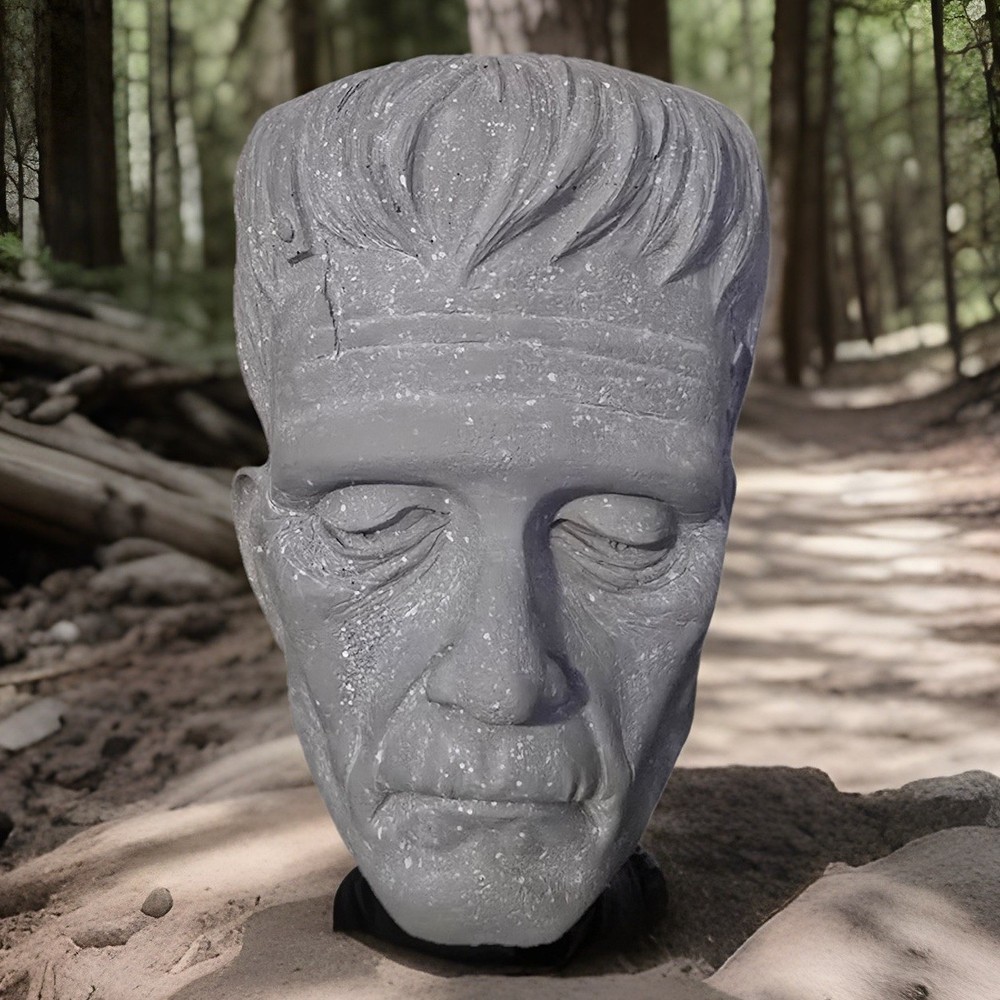 Faux Concrete Frankenstein Head Halloween Spooky Decor