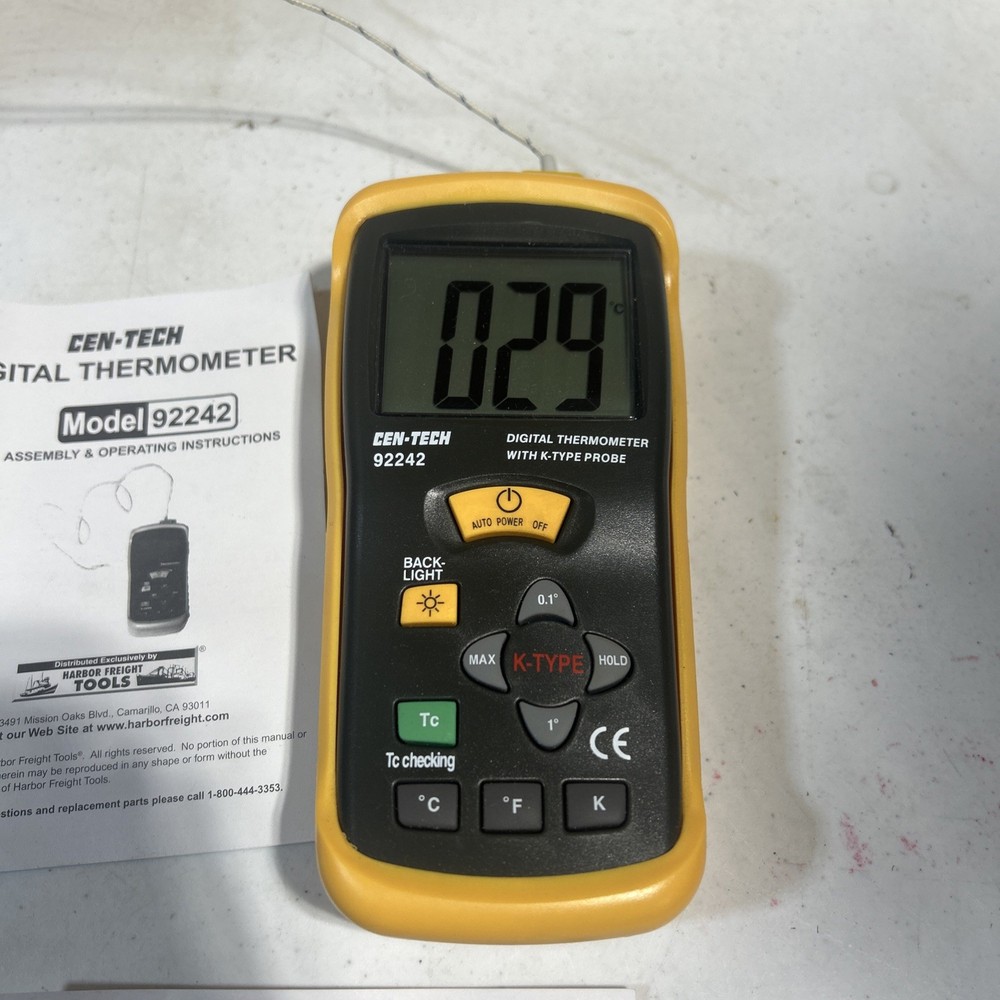 CEN-TECH 92242 digital thermometer with K type probe