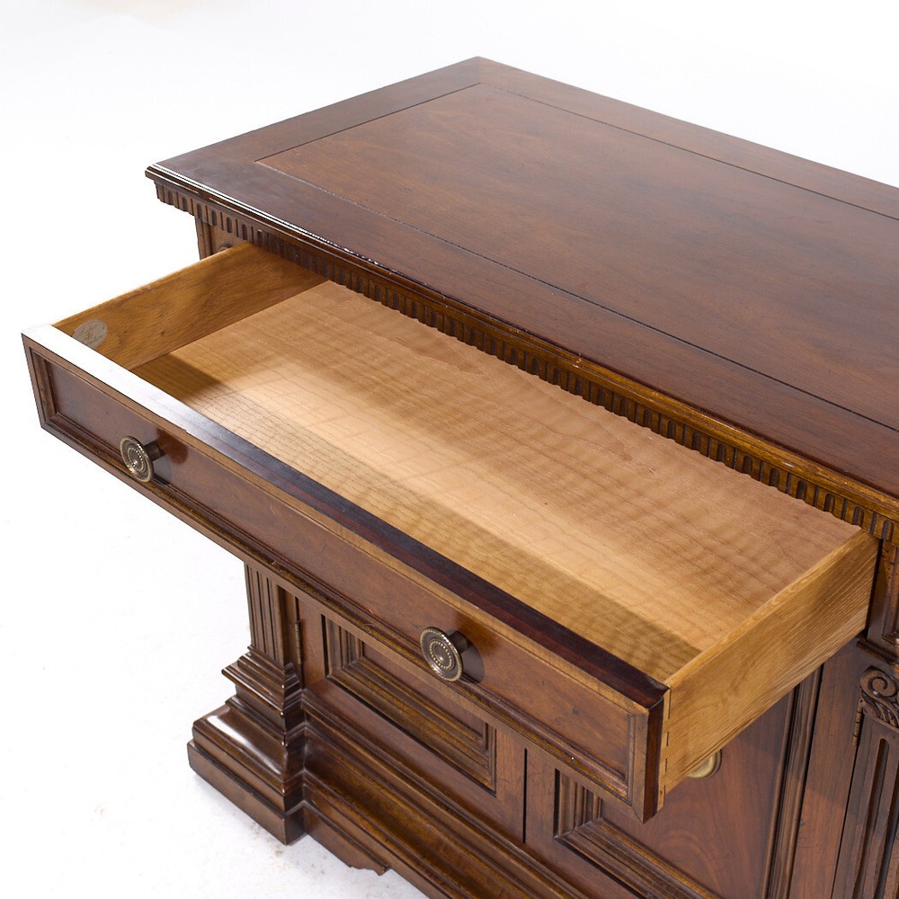 Baker Louis XVI Style Walnut and Brass Buffet