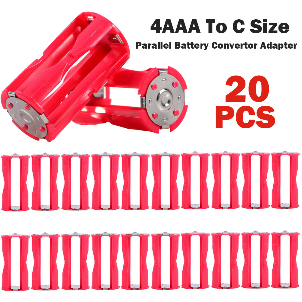 20PCS 4AAA To C Size Parallel Battery Convertor Adapter Holder Cases Box Red NGF
