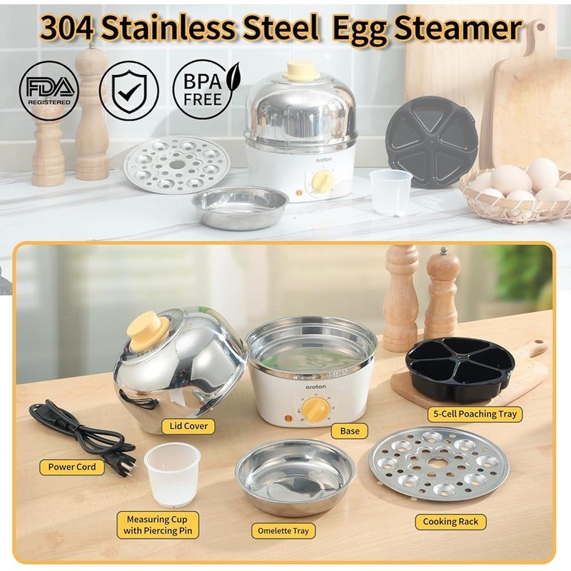 9 Egg Cooker Multi Function Timer Auto Shut Off Poached Omelet Steamer New