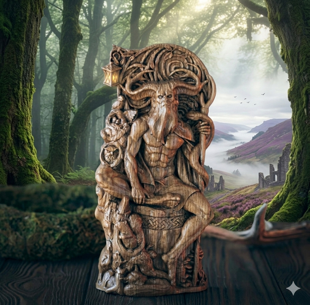 Cernunnos Figurine Celtic Pagan Horned God Altar Decor