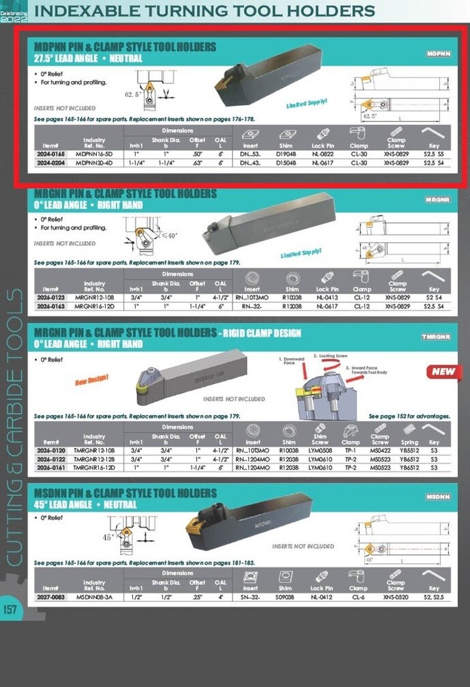 STYLE MDPNN 16-5D TURNING TOOL HOLDER (2024-0165)