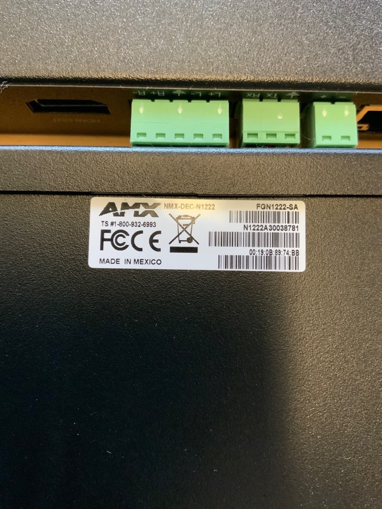 AMX NMX-DEC-N1222 SVSI Stand-Alone Minimal Compression Video Over IP Decoder