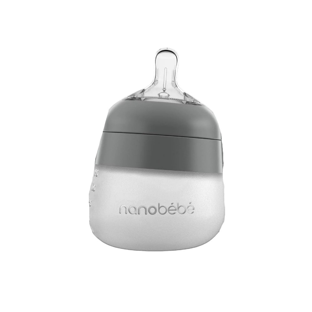 Nanobébé Flexy Silicone Baby Bottle, 5oz, Grey