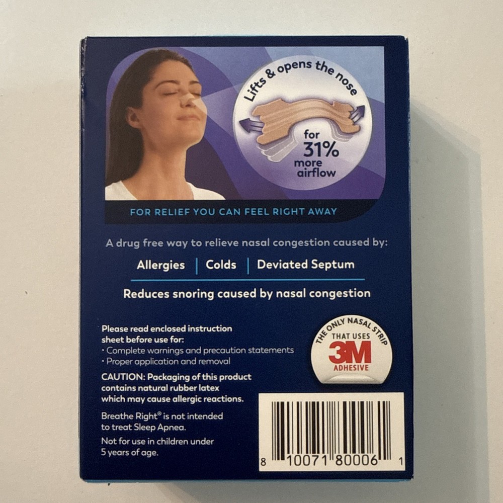 Breathe Right SM/MED Tan Strips EXP 2030 - 2 Boxes - 60 Strips