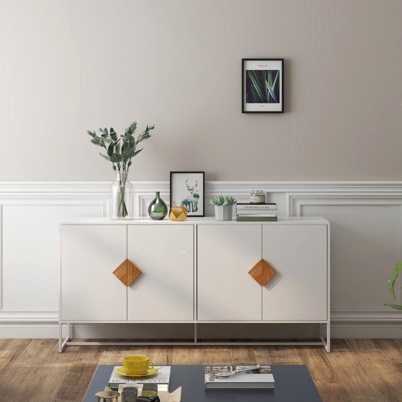 Solid wood special square handle design with 4 doors and double storage sideboar