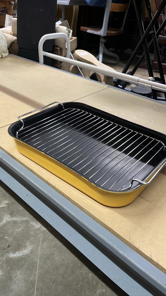 Yellow Non-Stick Deep Dish Rectangular Roasting Pan with Rack a3 bv
