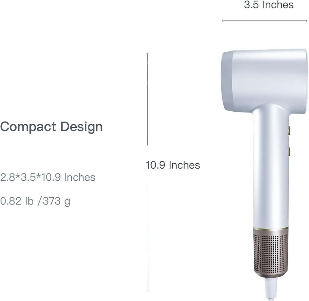 High-Speed Ionic Hair Dryer Lightweight Fast Drying 4 Heat Settings Diffuser