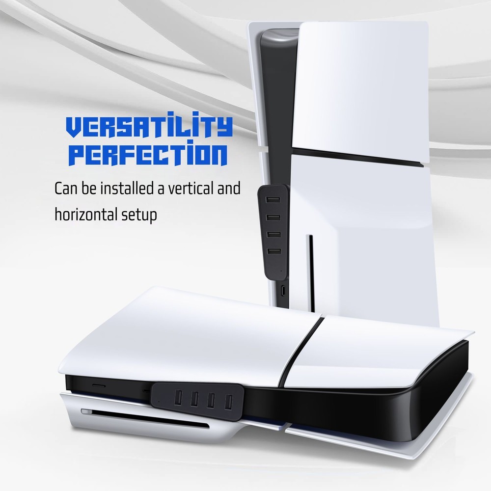 4 Ports USB Hub for PS5 Slim Disc ＆ Digital Edition, Black