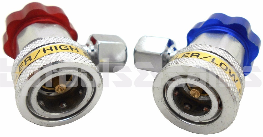 High / Low Adjustable AC R134a Quick Coupler Connector Adapter 1/4" HVAC Set