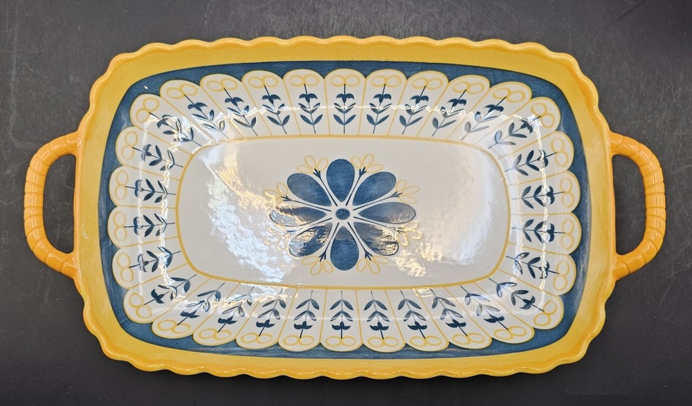 Beautiful Set of 3 Double Handle Rectangular Ceramic Serving Trays
