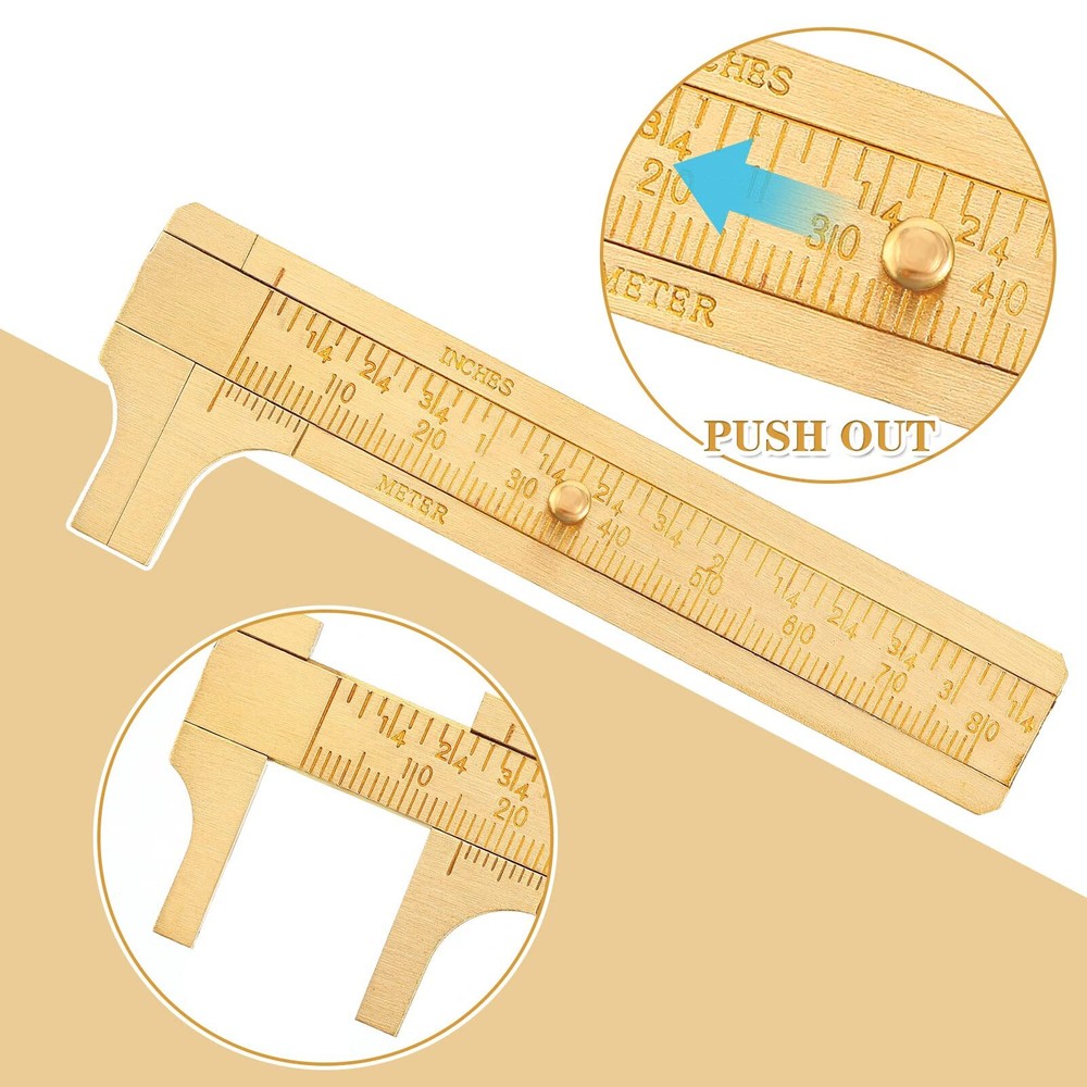 2 Pack Brass Vernier Caliper Pocket Handy Caliper Measuring Mini Tool