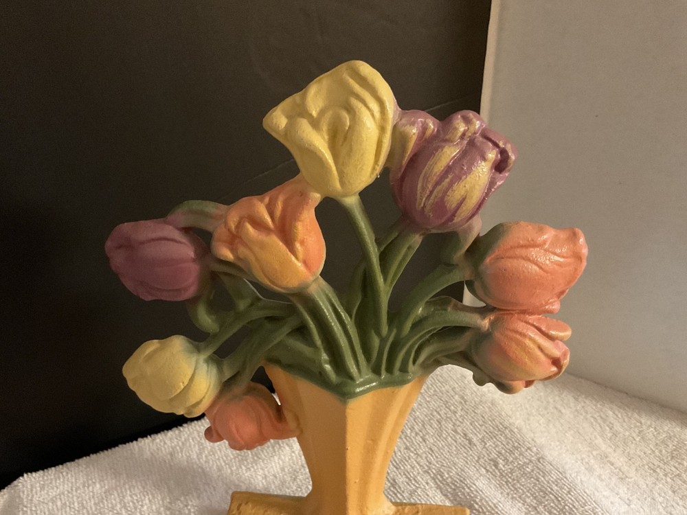 Vintage John Wright Cast Iron Tulip Doorstop