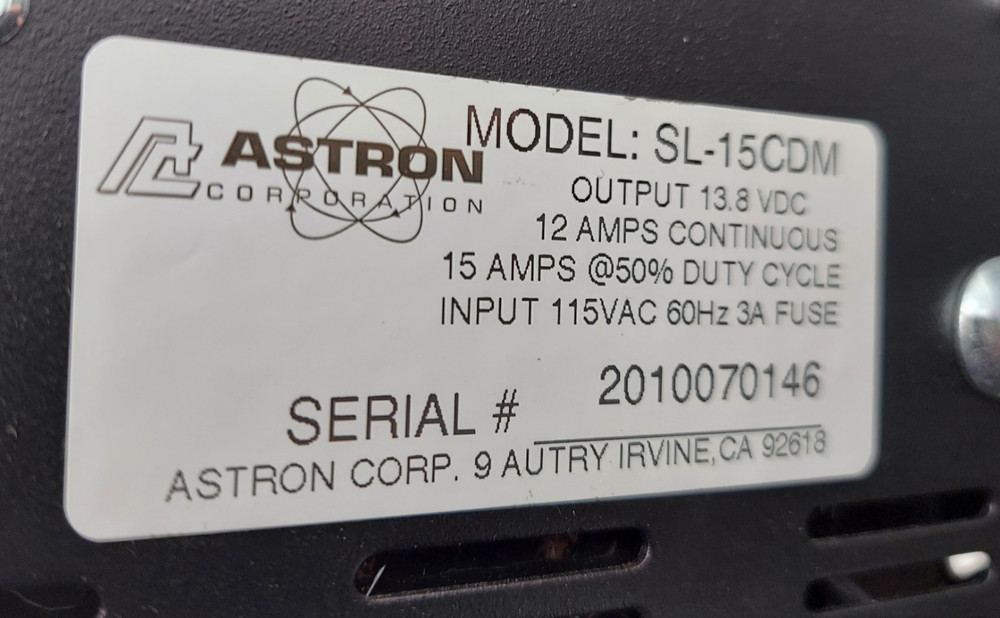Astron SL-15CDM 13.8VoltDC Power Supply