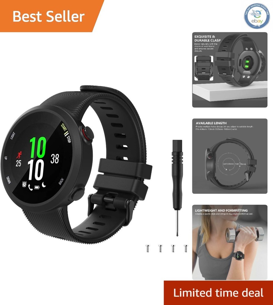 Replacement Silicone Strap for Garmin Forerunner 45 - Soft & Easy to Install