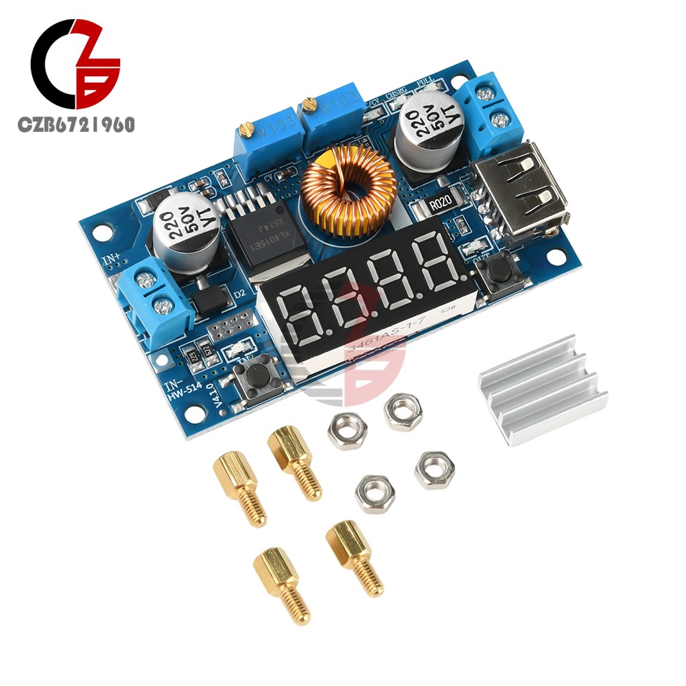 Adjustable 5A CC/CV Power Step-down Charge Module LED Driver W/ USB Voltmeter