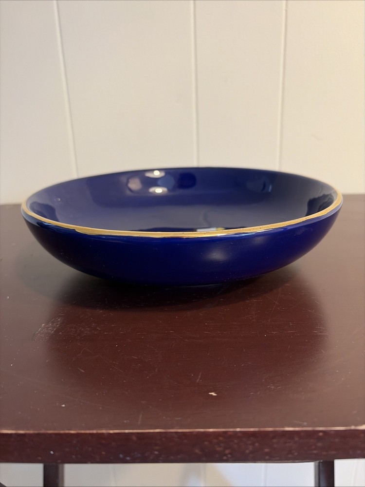 Blue Ceramic Menorah Serving Bowl Made By Palm Tree Co.
