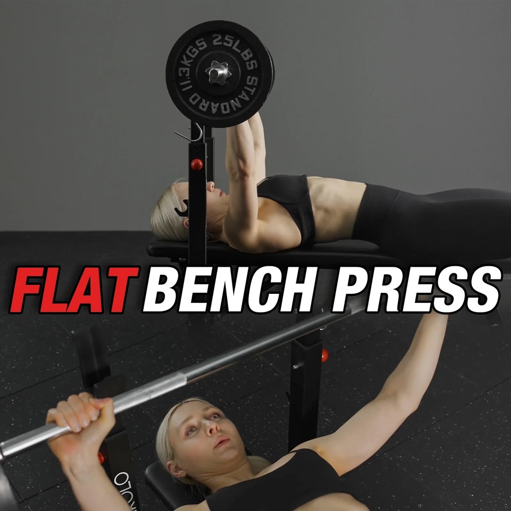 Mikolo Adjustable Weight Bench, 660LBS Foldable Bench Press with Squat Rack