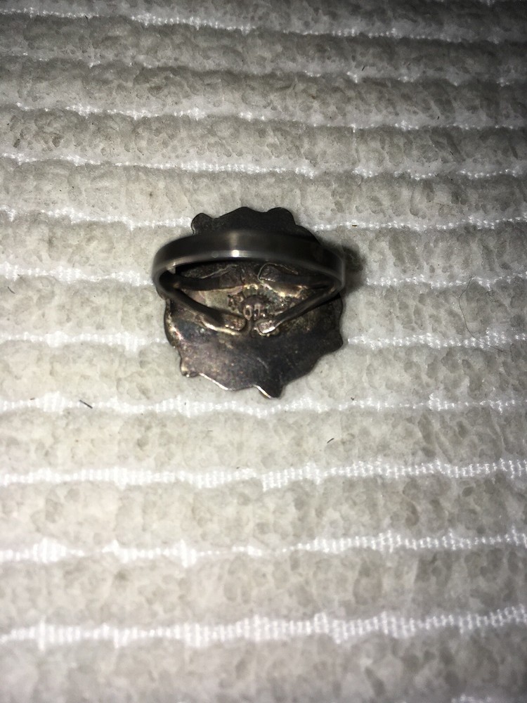 Antique Vtg Sterling Silver Abalone Ring Size 5