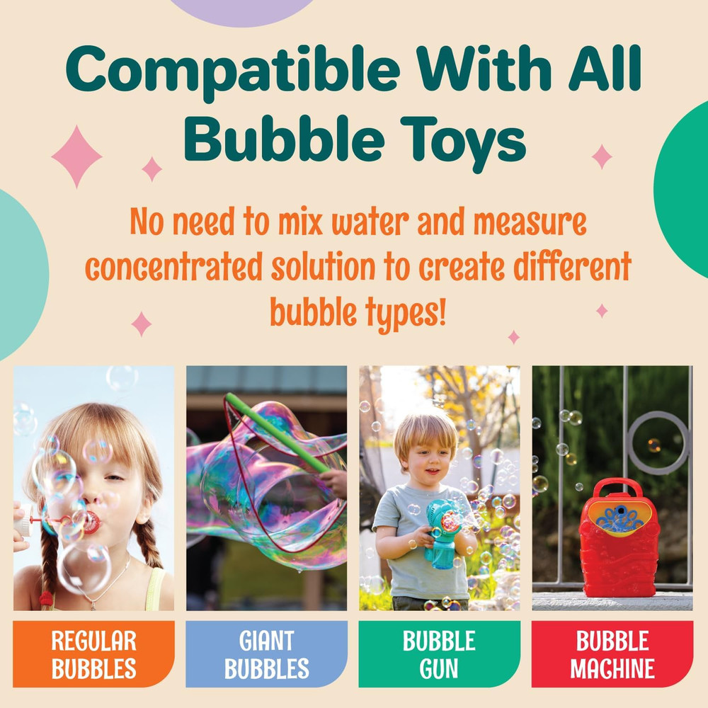 64 Oz Iridescent Bubble Solution Refill | Non-Toxic Pre-Mix Bubble Refill Soluti