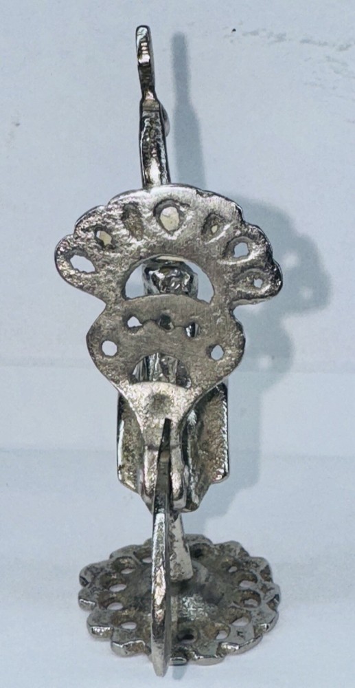 Unique Antique Vintage Solid Silver Brass Kohl Empty Flask Peacock Bird Figure