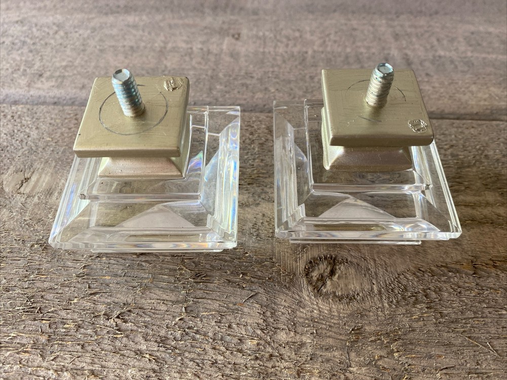 Clear Acrylic Knobs Tiered Squares 2.5” Set/2