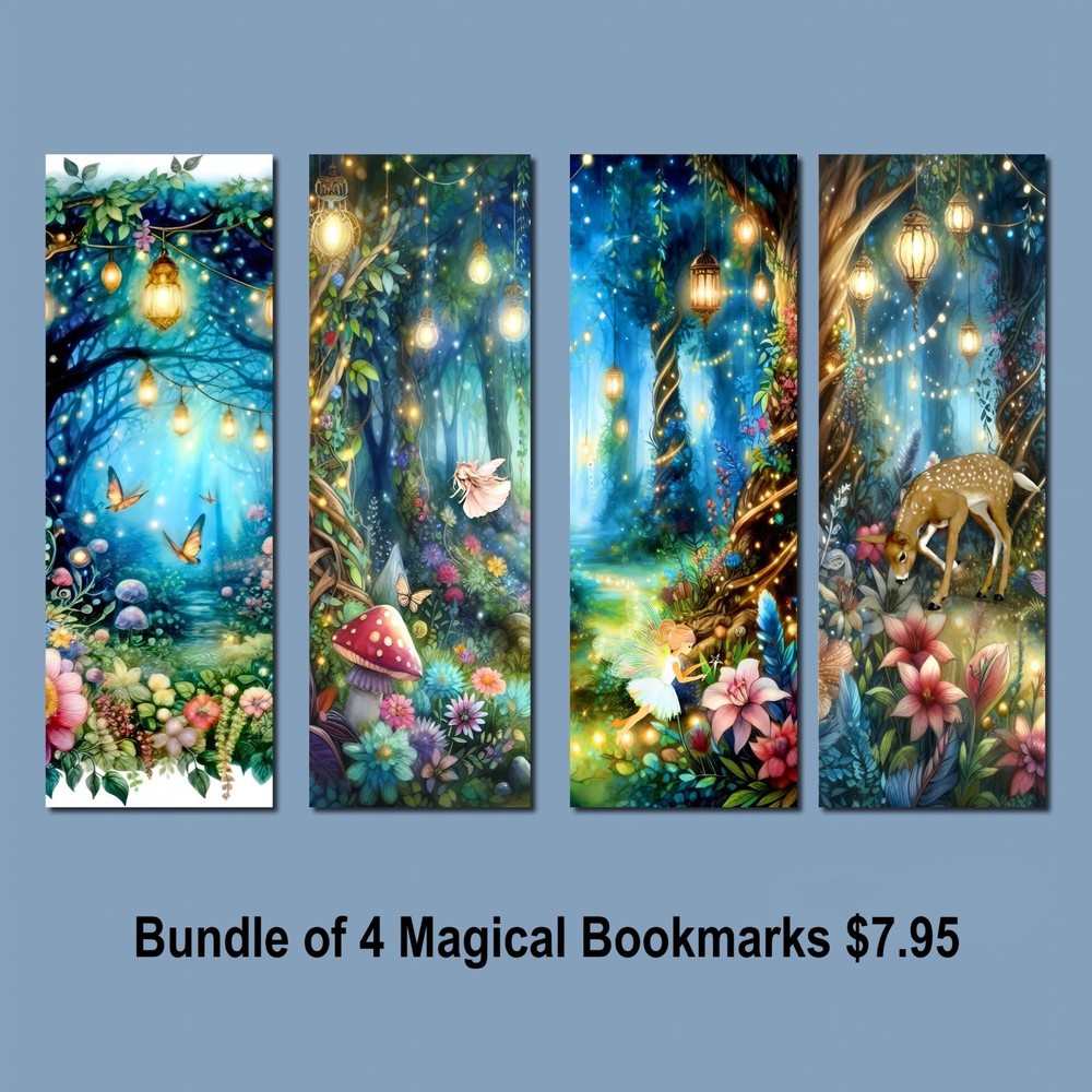 Fairy Magical Bookmark Bundle - Set of 4 Laminated 6x2, Book Reader Gift