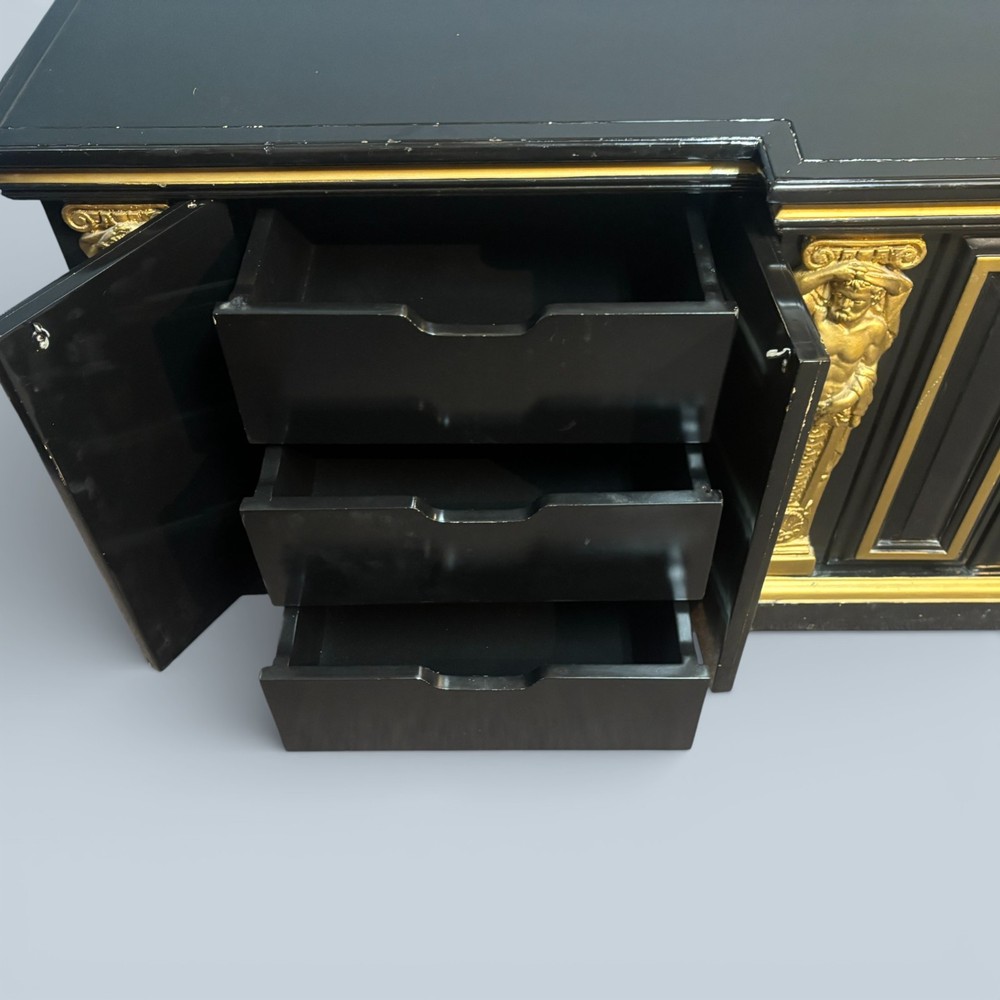 Large Vintage Renaissances Style Ebonized Sideboard