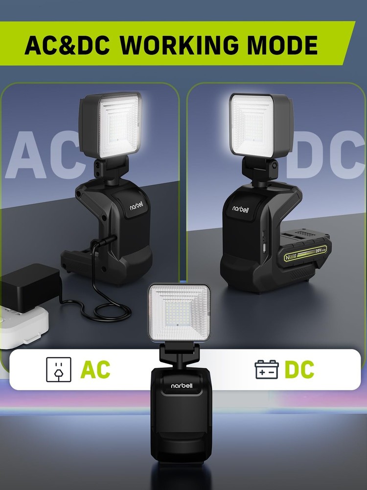 Rechargeable LED Work Light on Stand, Portable Work Lights with Telescopic Tr...