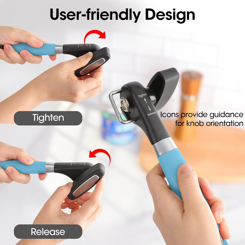 Can Opener, Manual Side Safe Cut Can Opener Smooth Edge with Durable Sharp Blade