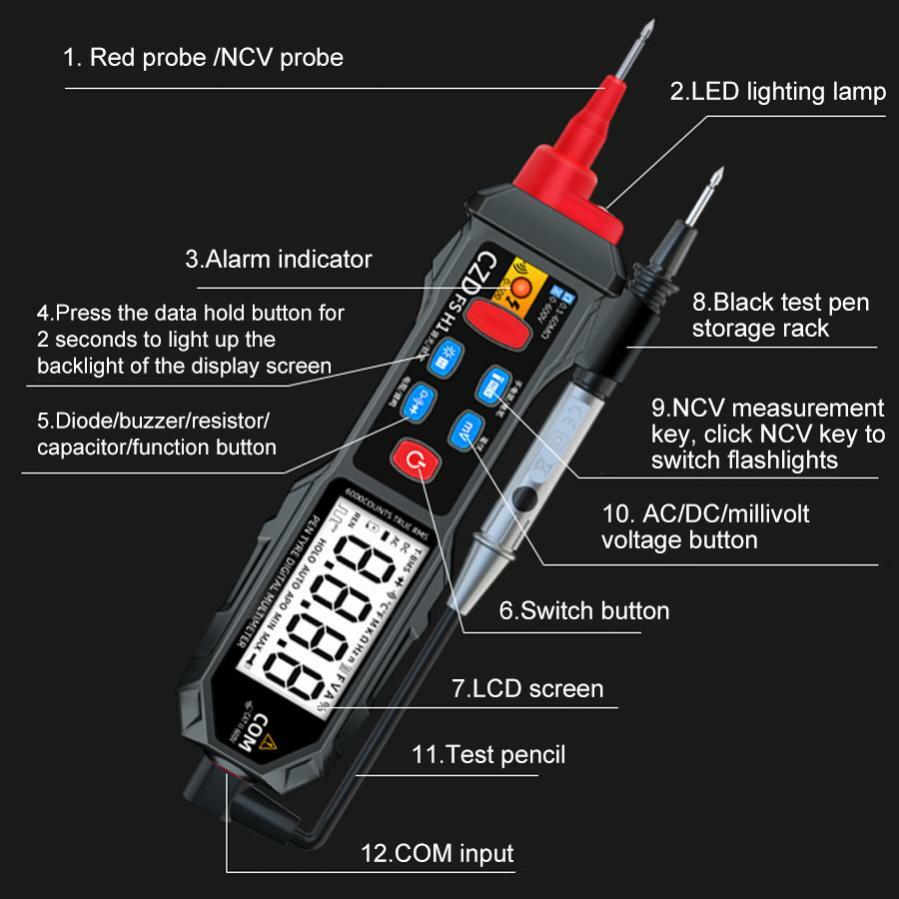 Mini Digital Multimeter Smart LCD Voltage Detector Tester DC AC Voltage Ohm